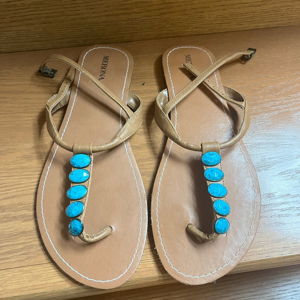 Merona Blue Turquoise Gem Summer Sandals